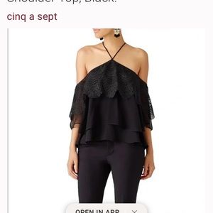 Cinq a sept cold shoulder floral lace tiered top med